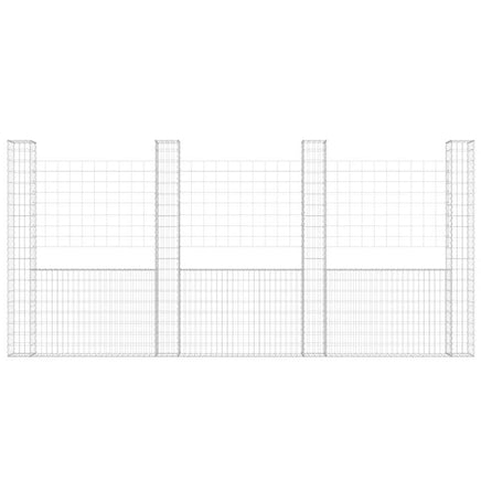 U-shape Gabion Basket with 4 Posts Iron 380x20x200 cm