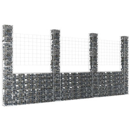 U-shape Gabion Basket with 4 Posts Iron 380x20x200 cm