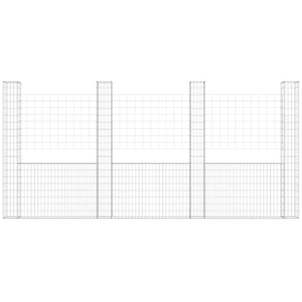 U-shape Gabion Basket with 5 Posts Iron 500x20x200 cm