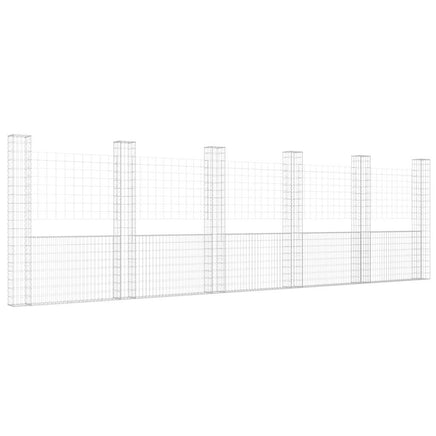 U-shape Gabion Basket with 6 Posts Iron 620x20x200 cm