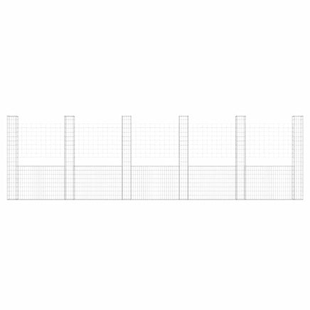 U-shape Gabion Basket with 6 Posts Iron 620x20x200 cm
