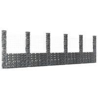 U-shape Gabion Basket with 6 Posts Iron 620x20x200 cm