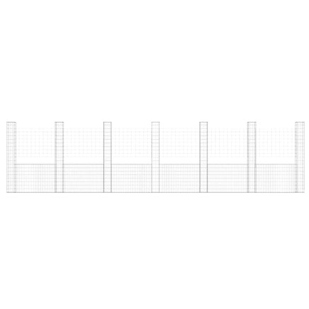 U-shape Gabion Basket with 7 Posts Iron 740x20x200 cm