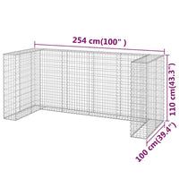 Gabion Wall for Garbage Bins Galvanised Steel 254x100x110 cm