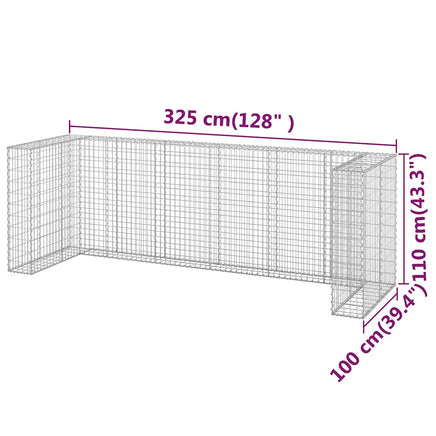 Gabion Wall for Garbage Bins Galvanised Steel 325x100x110 cm
