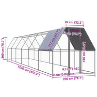 Outdoor Chicken Cage 2x12x2 m Galvanised Steel