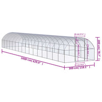 Outdoor Chicken Coop 3x16x2 m Galvanised Steel