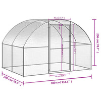 Outdoor Chicken Coop 3x2x2 m Galvanised Steel