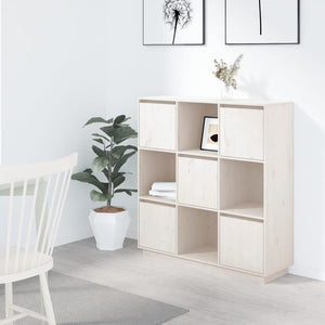 Highboard White 110.5x35x117 cm Solid Wood Pine