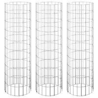 Circular Gabion Raised Beds 3 pcs Galvanised Steel Ø30x100 cm