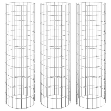 Circular Gabion Raised Beds 3 pcs Galvanised Steel Ø30x100 cm