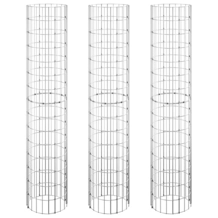 Circular Gabion Raised Beds 3 pcs Galvanised Steel Ø30x150 cm
