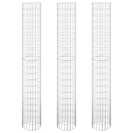 Circular Gabion Raised Beds 3 pcs Galvanised Steel Ø30x200 cm