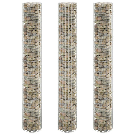 Circular Gabion Raised Beds 3 pcs Galvanised Steel Ø30x200 cm