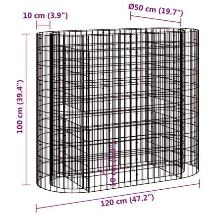 Gabion Raised Bed Galvanised Iron 120x50x100 cm