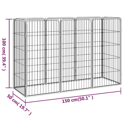 8-Panel Dog Playpen Black 50x100 cm Powder-coated Steel