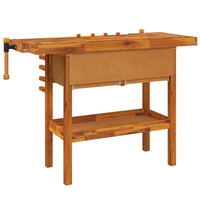 Workbench with Drawers and Vices 124x52x83 cm Solid Wood Acacia