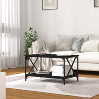 Coffee Table Black 80x50x45 cm Engineered Wood and Iron