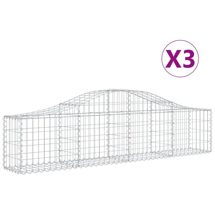 Arched Gabion Baskets 3 pcs 200x30x40/60 cm Galvanised Iron