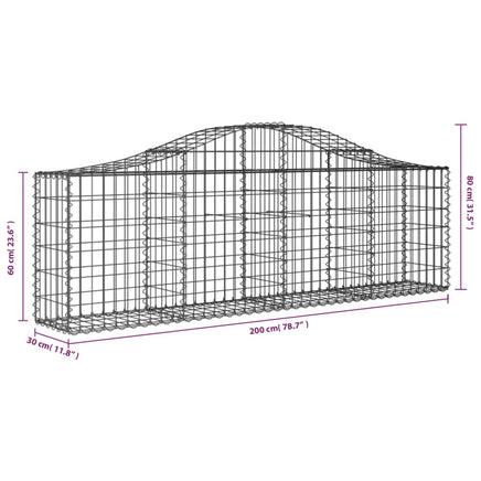 Arched Gabion Baskets 5 pcs 200x30x60/80 cm Galvanised Iron