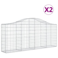 Arched Gabion Baskets 2 pcs 200x30x80/100 cm Galvanised Iron