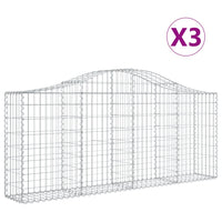 Arched Gabion Baskets 3 pcs 200x30x80/100 cm Galvanised Iron