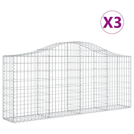 Arched Gabion Baskets 3 pcs 200x30x80/100 cm Galvanised Iron