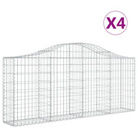 Arched Gabion Baskets 4 pcs 200x30x80/100 cm Galvanised Iron