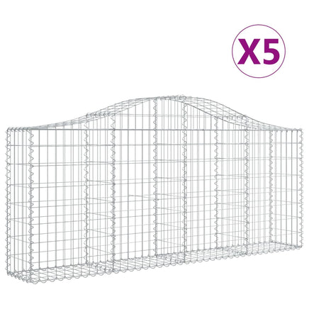Arched Gabion Baskets 5 pcs 200x30x80/100 cm Galvanised Iron