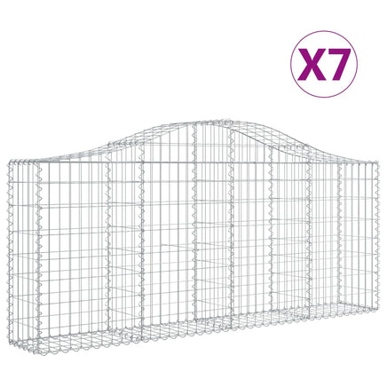 Arched Gabion Baskets 7 pcs 200x30x80/100 cm Galvanised Iron