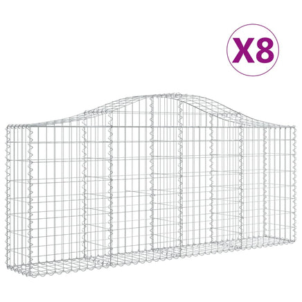Arched Gabion Baskets 8 pcs 200x30x80/100 cm Galvanised Iron