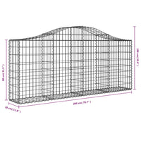 Arched Gabion Baskets 8 pcs 200x30x80/100 cm Galvanised Iron