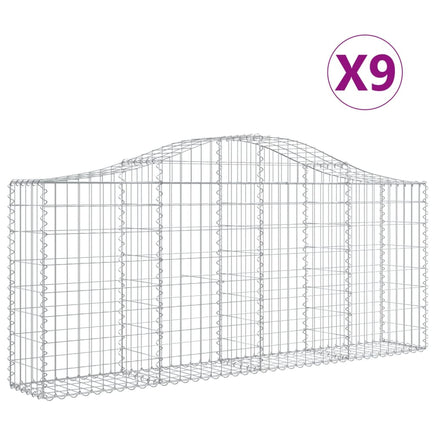 Arched Gabion Baskets 9 pcs 200x30x80/100 cm Galvanised Iron