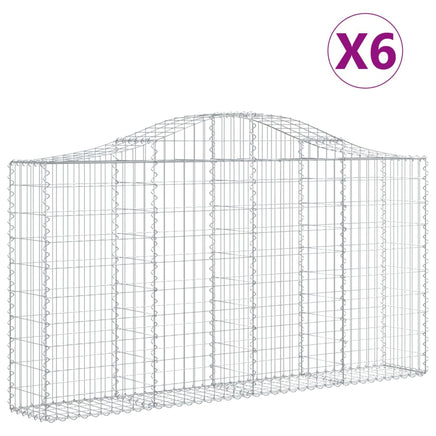 Arched Gabion Baskets 6 pcs 200x30x100/120 cm Galvanised Iron