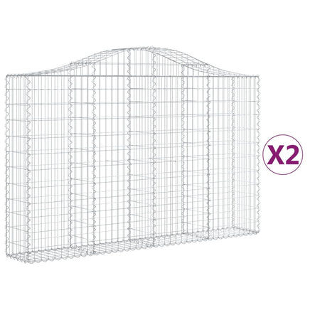 Arched Gabion Baskets 2 pcs 200x30x120/140 cm Galvanised Iron
