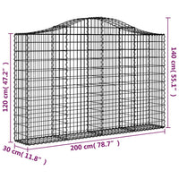 Arched Gabion Baskets 2 pcs 200x30x120/140 cm Galvanised Iron