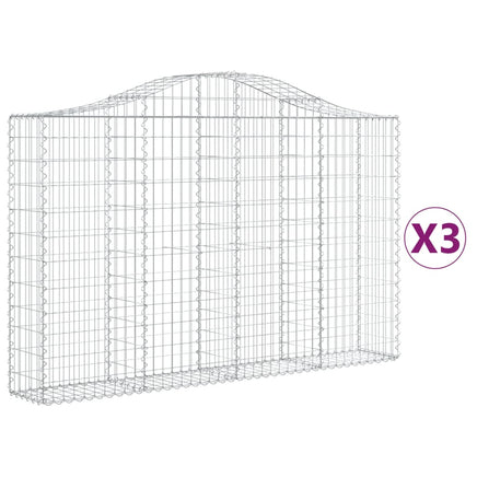 Arched Gabion Baskets 3 pcs 200x30x120/140 cm Galvanised Iron