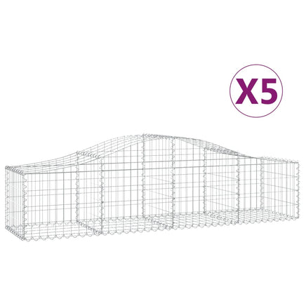 Arched Gabion Baskets 5 pcs 200x50x40/60 cm Galvanised Iron