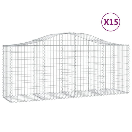 Arched Gabion Baskets 15 pcs 200x50x80/100 cm Galvanised Iron