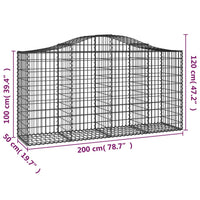 Arched Gabion Baskets 6 pcs 200x50x100/120 cm Galvanised Iron