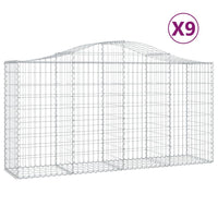 Arched Gabion Baskets 9 pcs 200x50x100/120 cm Galvanised Iron
