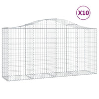 Arched Gabion Baskets 10 pcs 200x50x100/120 cm Galvanised Iron