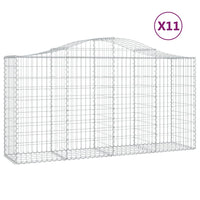 Arched Gabion Baskets 11 pcs 200x50x100/120 cm Galvanised Iron