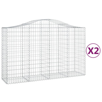 Arched Gabion Baskets 2 pcs 200x50x120/140 cm Galvanised Iron