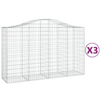 Arched Gabion Baskets 3 pcs 200x50x120/140 cm Galvanised Iron