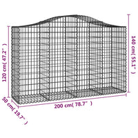 Arched Gabion Baskets 3 pcs 200x50x120/140 cm Galvanised Iron