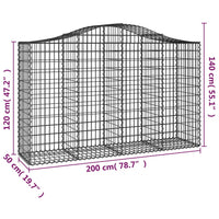Arched Gabion Baskets 4 pcs 200x50x120/140 cm Galvanised Iron