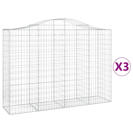 Arched Gabion Baskets 3 pcs 200x50x140/160 cm Galvanised Iron