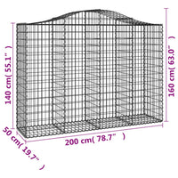 Arched Gabion Baskets 4 pcs 200x50x140/160 cm Galvanised Iron