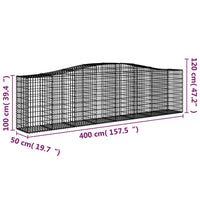 Arched Gabion Baskets 3 pcs  400x50x100/120 cm Galvanised Iron